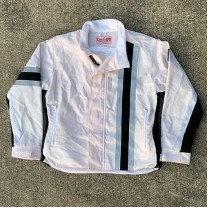 Vintage Motorcycle Racing White Leather Heavy Jacket Coat